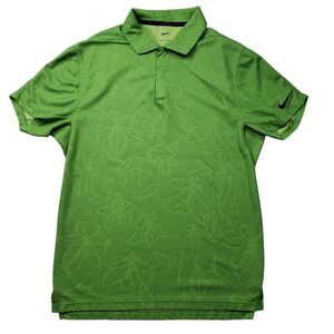 Nike Tiger Woods Polo Shirt Mens Small Green Dri-FIT ADV Golf Floral Hawaiian